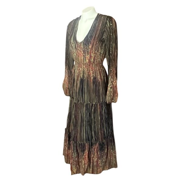 Ecru Connelly Long Sleeve Smocked Waist MIDI open Button Sleeves Dress Sz XS - Picture 6 of 11